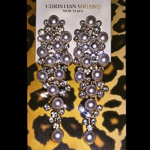 Crystal and pearl earrings